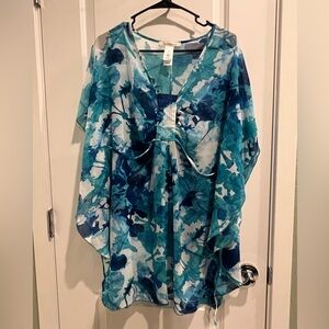 Laundry by Design Teal and Blue Floral Tunic